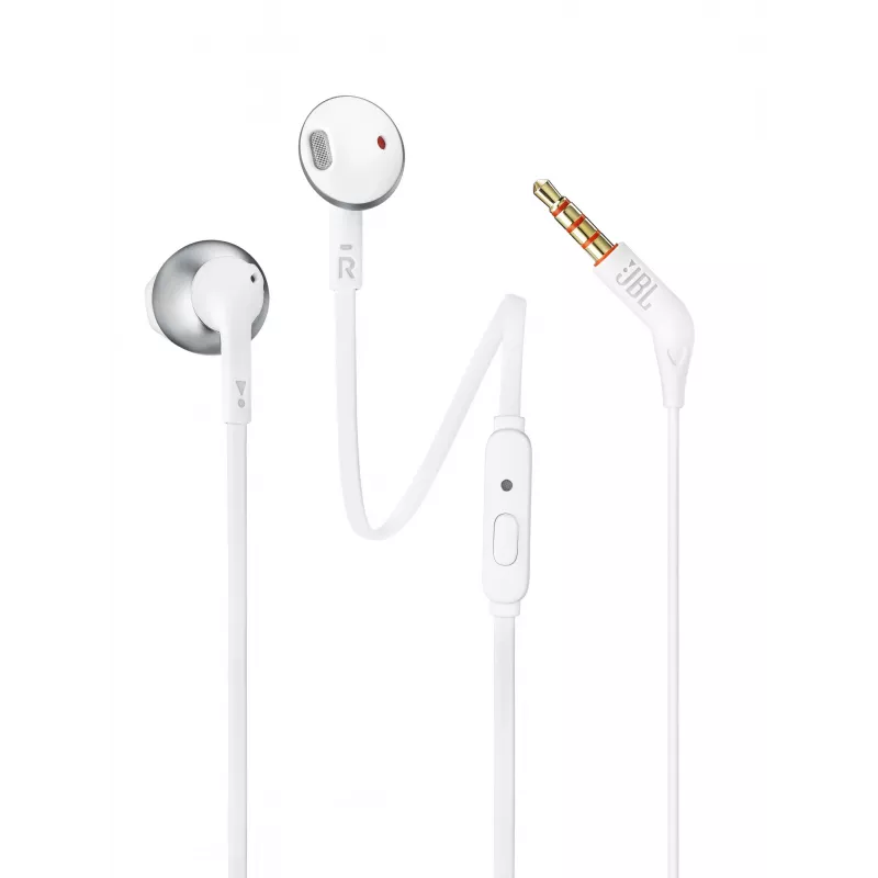 JBL Tune 205, juhtmega, 20 - 20000 Hz, kõned/muusika, 14,3 g, peakomplekt, kroom, valge