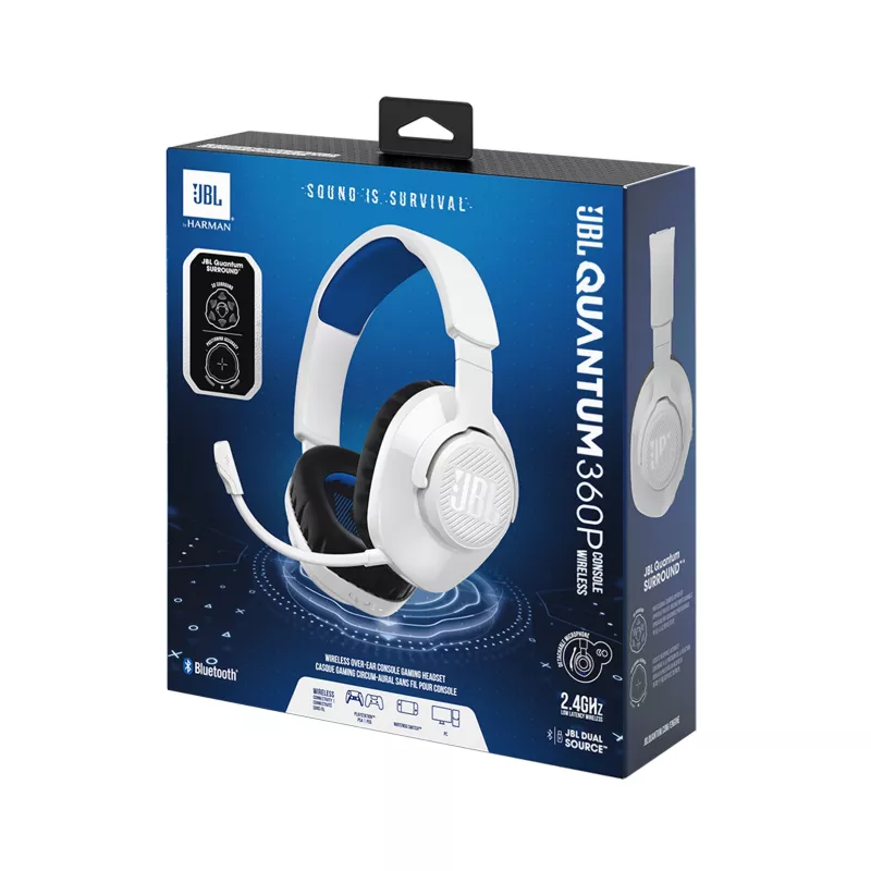 JBL Quantum 360P peakomplekt, juhtmevaba, peakomplekti tüüp: mänguri, USB USB-C, Bluetooth, sinine, valge
