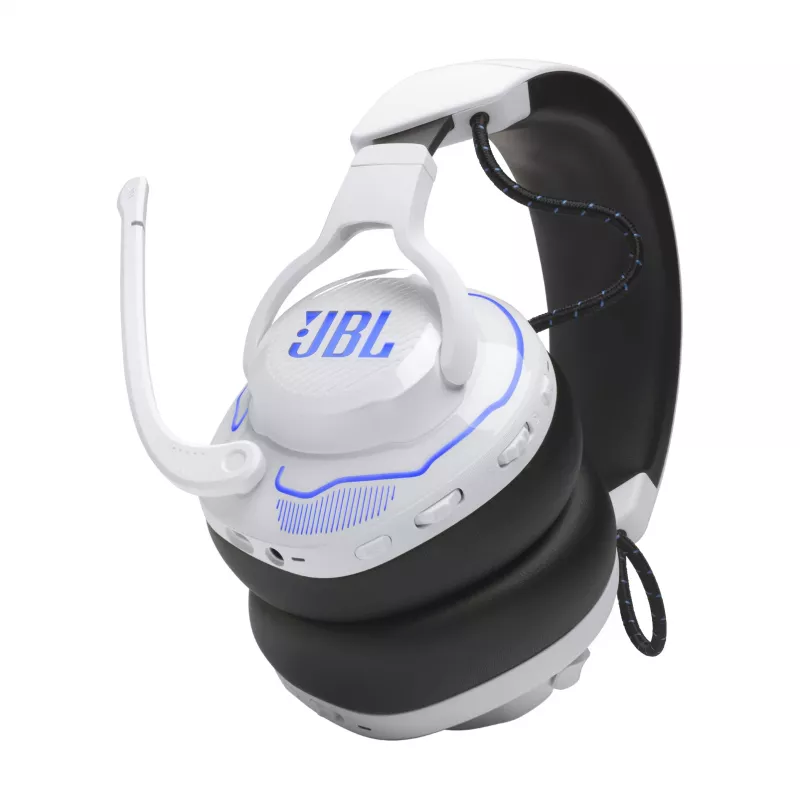 JBL Quantum 910P Peakomplekt Juhtmega ja juhtmevaba Peapael Mängimine USB USB-C Bluetooth Sinine, Valge