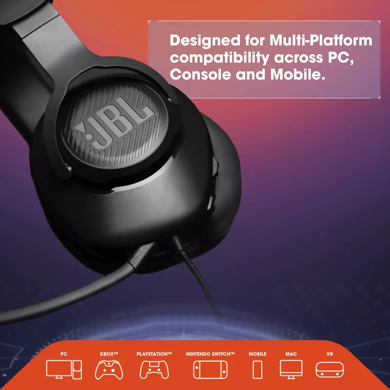JBL Quantum 100 Must, juhtmega, mängimine, 20–20000 Hz, 216 g, kõrvaklapid, must