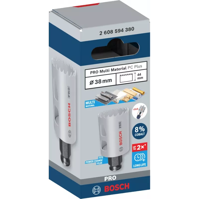 Hole Saw Bosch PRO Multi Material PC Plus 44/38 mm — Single, Ø 38 mm, for drywall, metal, non‑ferrous metal, plastik, softwood