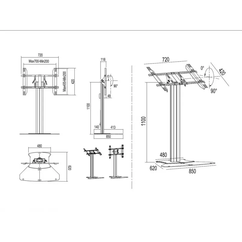 Multibrackets M Public Display Stand 110 HD Floorbase Single Must