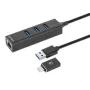 Manhattan USB-C ja USB-A kombodokk/jaotur, pordid (4): Ethernet ja USB-A (x3), 5 Gbps (USB 3.2 Gen1 ehk USB 3.0), USB-toitega (välist toiteadapterit pole vaja)