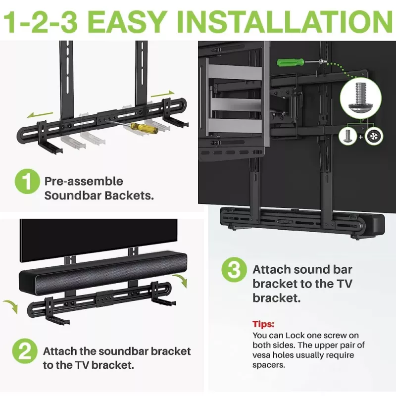 Techly Universal Wall Mount Soundbar Bracket Max VESA 600x400