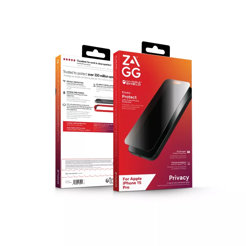 ZAGG InvisibleShield Glass Elite Privacy AM E Apple iPhone 15 Pro ekraan EN/FR