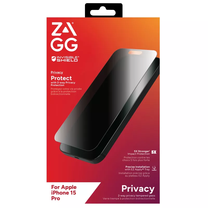 ZAGG InvisibleShield Glass Elite Privacy AM E Apple iPhone 15 Pro ekraan EN/FR
