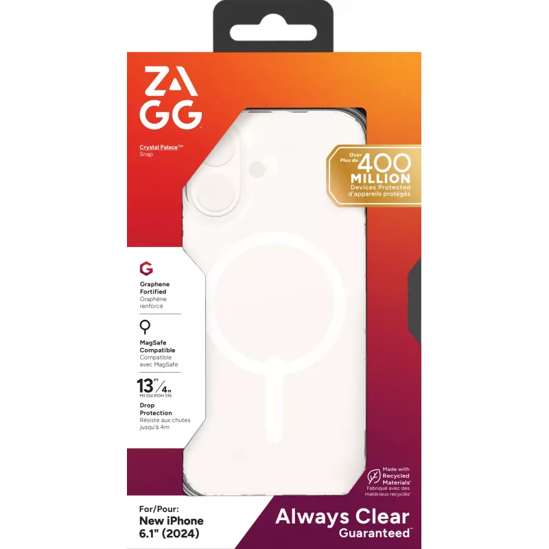 ZAGG Cases Crystal Palace Snap Apple iPhone 16 Clear, ümbris, Apple, iPhone 16, 15,5 cm (6,1 tolli), Läbipaistev