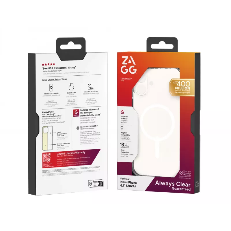 ZAGG Cases Crystal Palace Snap Apple iPhone 16 Clear, ümbris, Apple, iPhone 16, 15,5 cm (6,1 tolli), Läbipaistev