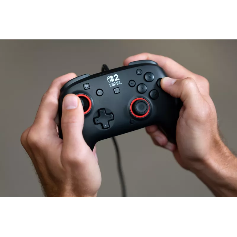 Juhtmega mängukontroller Turtle Beach Rematch Nintendo Switch 2 jaoks — USB‑C, 3 m kaabel, tagumine nupp, D‑pad, must