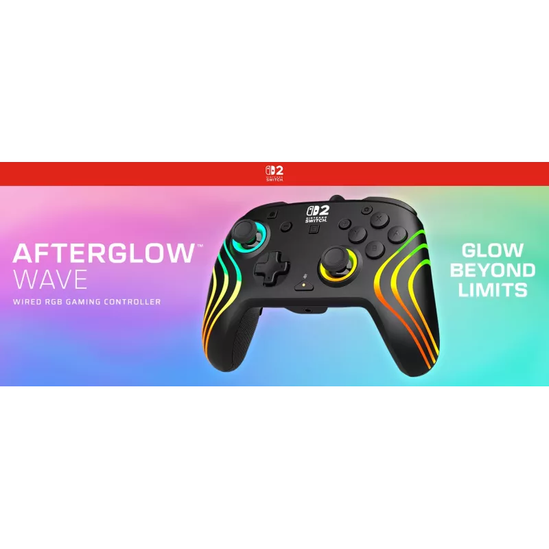 Mängupult Turtle Beach Afterglow Wave Must juhtmega RGB-kontroller Nintendo Switch / Switch 2 jaoks, USB-C, 3 m kaabel