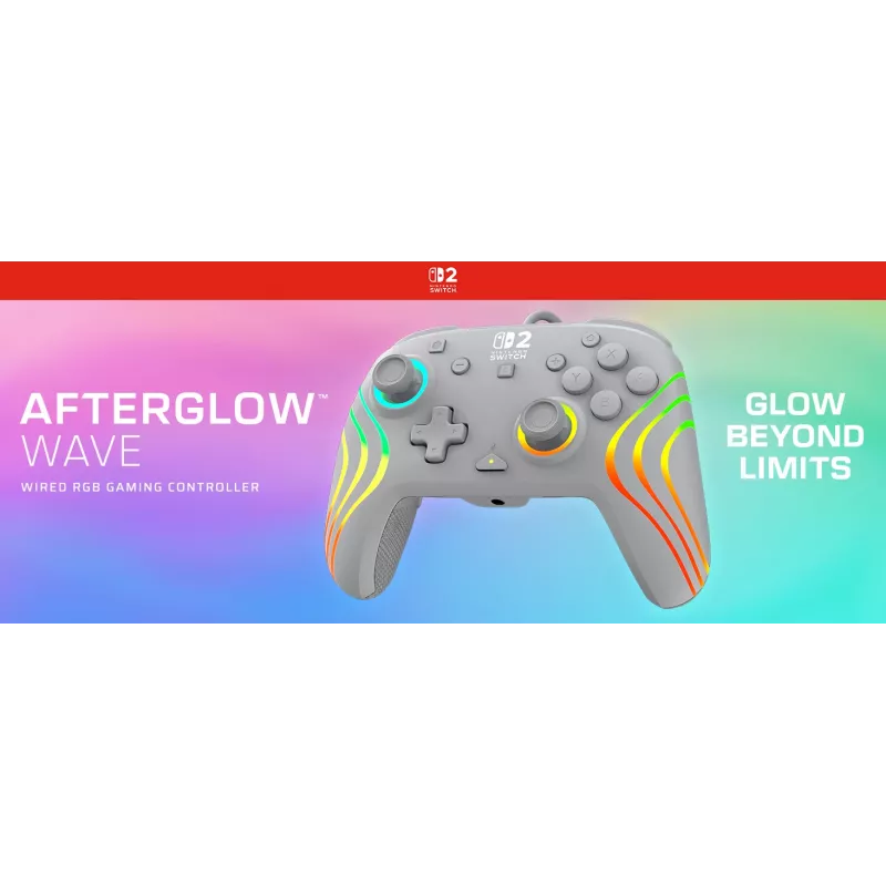 Juhtmega RGB mängukontroller Turtle Beach Afterglow Wave hall — USB‑C, 3 m kaabel, Nintendo Switch / Switch 2 / Switch OLED jaoks