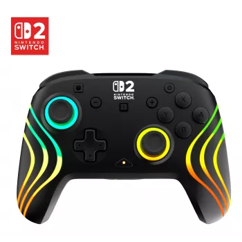 Juhtmeta RGB-mängukontroller Turtle Beach Afterglow Wave Must Nintendo Switch 2 jaoks — Bluetooth/USB-C, sisseehitatud aku 20 h, 3 m kaabel