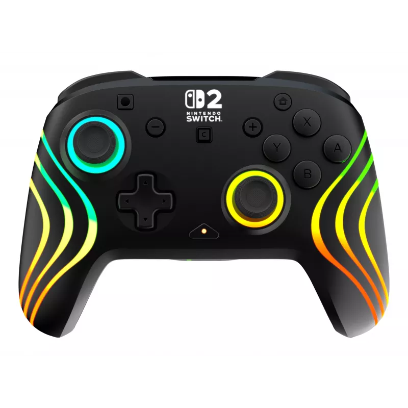 Juhtmeta RGB-mängukontroller Turtle Beach Afterglow Wave Must Nintendo Switch 2 jaoks — Bluetooth/USB-C, sisseehitatud aku 20 h, 3 m kaabel