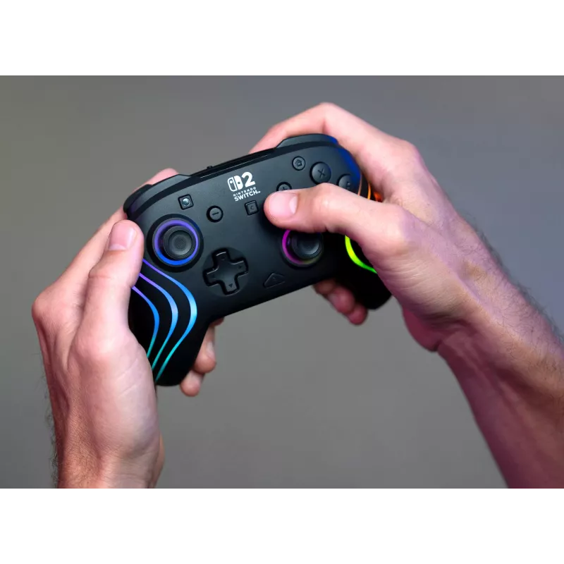Juhtmeta RGB-mängukontroller Turtle Beach Afterglow Wave Must Nintendo Switch 2 jaoks — Bluetooth/USB-C, sisseehitatud aku 20 h, 3 m kaabel