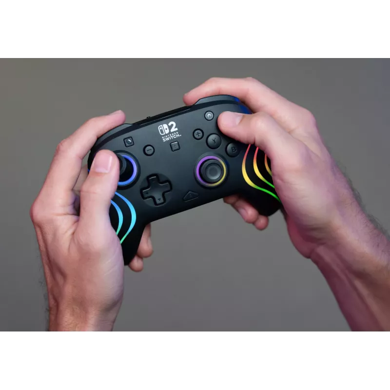 Juhtmeta RGB-mängukontroller Turtle Beach Afterglow Wave Must Nintendo Switch 2 jaoks — Bluetooth/USB-C, sisseehitatud aku 20 h, 3 m kaabel