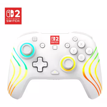 Juhtmevaba RGB-mängukontroller Turtle Beach Afterglow Wave Valge Nintendo Switch 2-le, Bluetooth/USB-C, sisseehitatud aku 20 h, 3 m kaabel