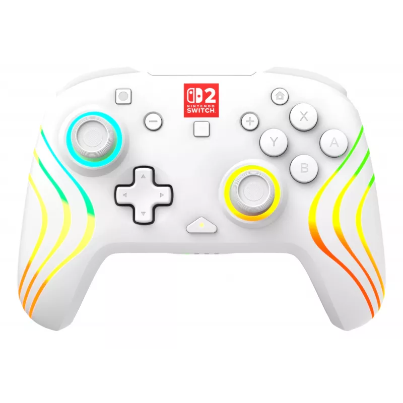 Juhtmevaba RGB-mängukontroller Turtle Beach Afterglow Wave Valge Nintendo Switch 2-le, Bluetooth/USB-C, sisseehitatud aku 20 h, 3 m kaabel