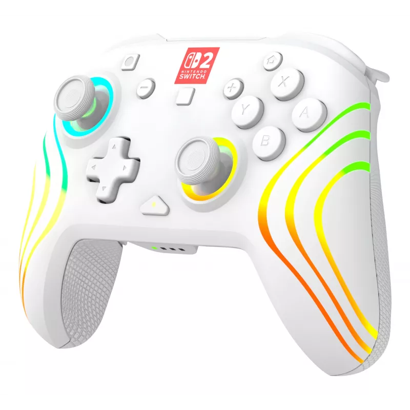 Juhtmevaba RGB-mängukontroller Turtle Beach Afterglow Wave Valge Nintendo Switch 2-le, Bluetooth/USB-C, sisseehitatud aku 20 h, 3 m kaabel