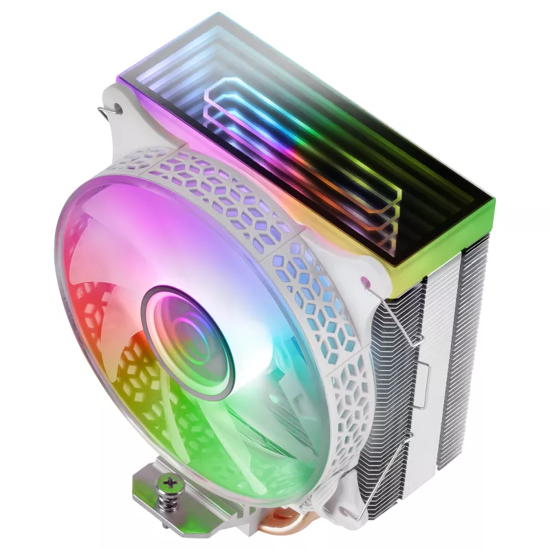 Mars Gaming MCPU-VR valge protsessorijahuti topeltinfiniitpeegel ARGB 4 HCT soojustoruga 180 W TDP ülivaikne PWM 12 cm ventilaator