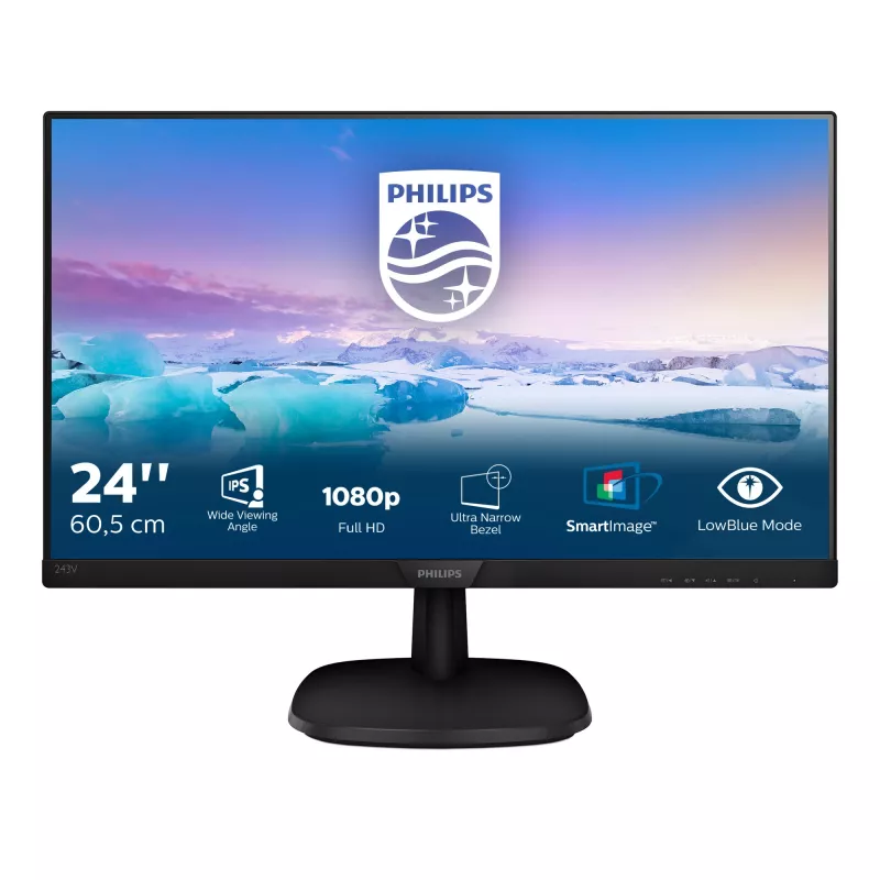 Philips V Line Full HD LCD monitor 243V7QDAB/00, 60.5 cm (23.8 tolli), 1920 x 1080 pikslit, Full HD, LED, 4 ms, must