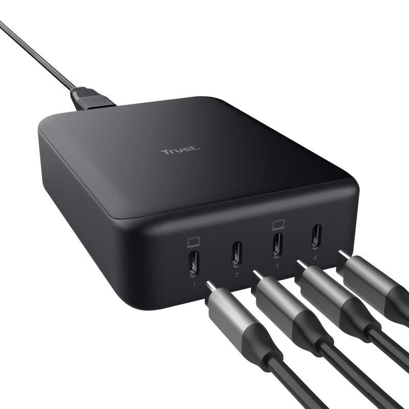 Vahelduvvoolulaadija Trust Maxo Must 20V 4 USB-C kiirlaadimine