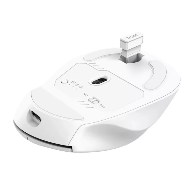 Juhtmevaba paremakäeline kontorihiir TRUST Niven — RF + Bluetooth, 3200 DPI, 7 nuppu, ratas, valge