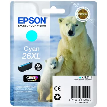Epson Jääkaru üksikpakend tsüaan 26XL Claria Premium tint