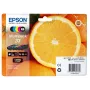 Epson oranžs Multipakett 5 värvi 33 Claria Premium tint, standardmahu, must, foto-must, tsüaan, magenta, kollane, pigmendipõhine tint, värvipõhine tint, 6,4 ml, 4,5 ml