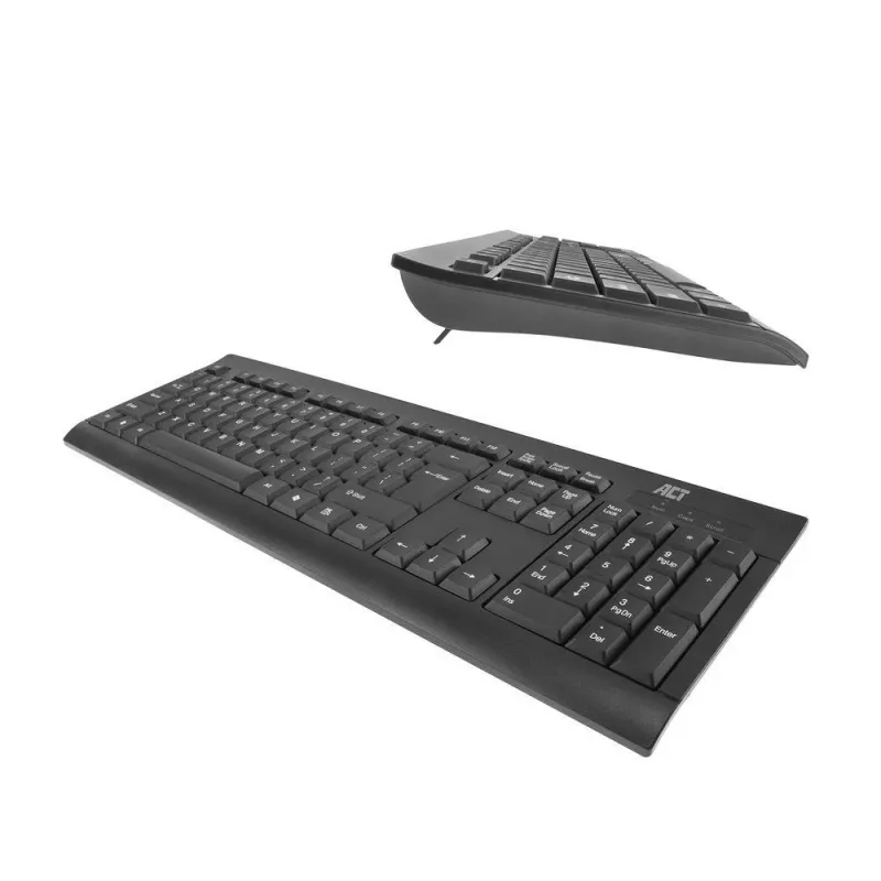 ACT äriklaviatuur USB (Qwerty/US-paigutus), täissuuruses (100%), juhtmega, USB, membraan, QWERTY, must
