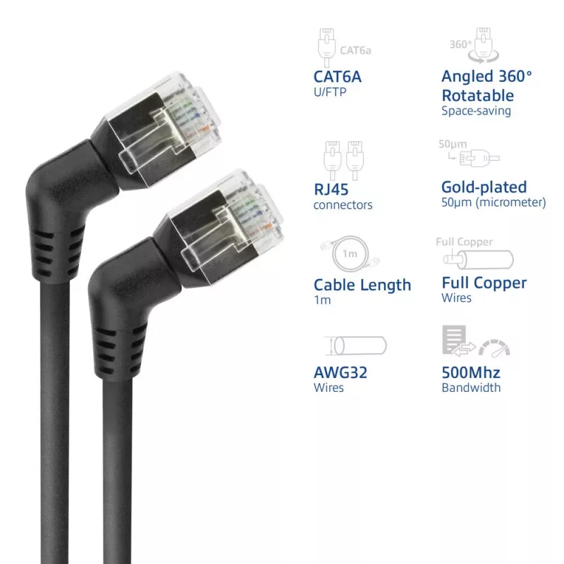 Võrgukaabel ACT DD1901 Cat6 U/FTP (STP) 1 m RJ-45 Must