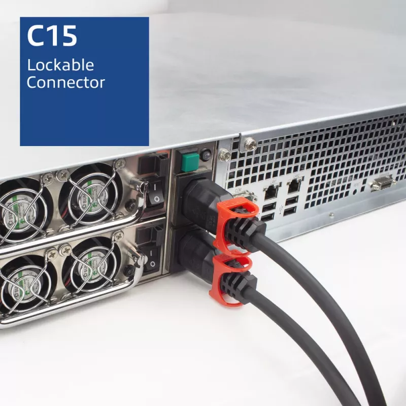 ACT toitejuhe C14 IEC Lock+ Dual Locking - C15 IEC Lock+ must 3 m, PC3876