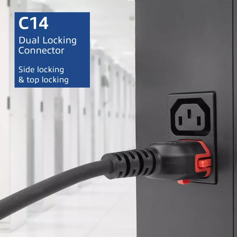 ACT toitejuhe C14 IEC Lock+ Dual Locking - C15 IEC Lock+ must 3 m, PC3876