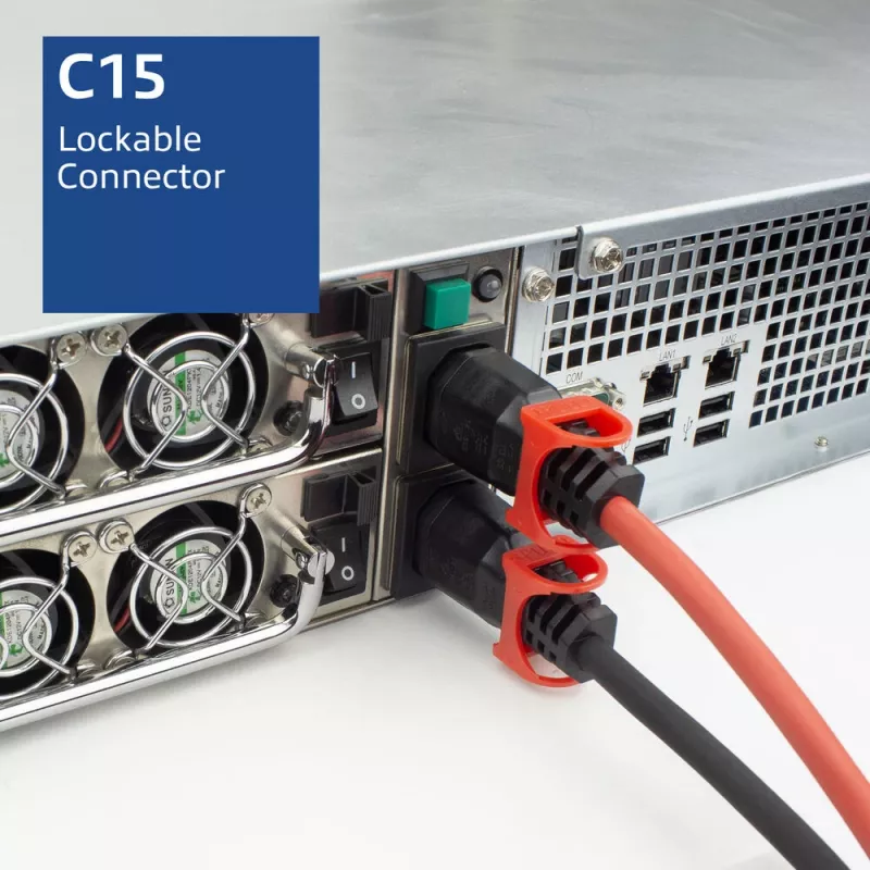 ACT toitejuhe C14 IEC Lock+ Dual Locking - C15 IEC Lock+ punane 1 m, PC3869