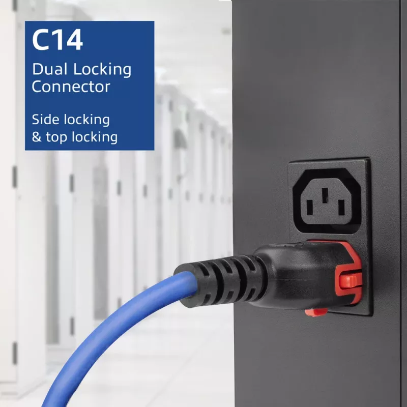 ACT toitekaabel C14 IEC Lock+ kahekordse lukustusega - C15 IEC Lock+ sinine 1 m, PC3870