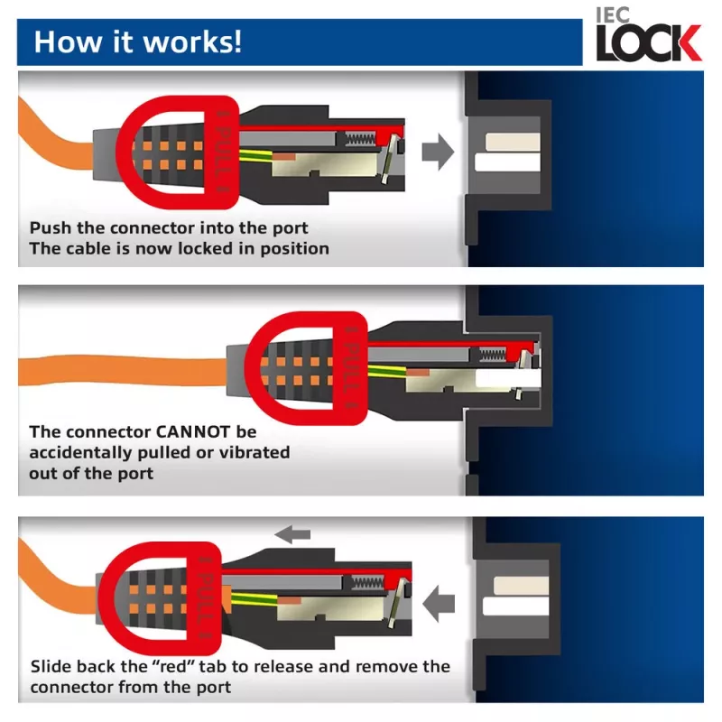 ACT toitekaabel C14 IEC Lock+ Dual Locking - C15 IEC Lock+ sinine 2 m, PC3874