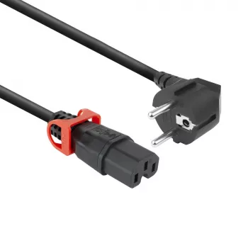 Toitejuhe ACT CEE 7/7 (nurk) IEC C15 Lock+ must, 3 m, 10 A, 250 V