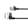 ACT Must 2 m U/FTP CAT6A LSZH üliõhuke patch-kaabel, RJ45-pistikud 90° vasakule nurga all sirgele
