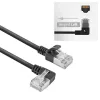 ACT Must 1,5 m U/FTP CAT6A LSZH õhuke ühenduskaabel RJ45 pistikutega 90° vasakule nurga all – otse