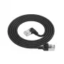 ACT must 1 m U/FTP CAT6A LSZH õhukese profiiliga patch-kaabel, RJ45 90° nurga all paremale / sirge