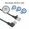ACT must 1 m U/FTP CAT6A LSZH õhukese profiiliga patch-kaabel, RJ45 90° nurga all paremale / sirge