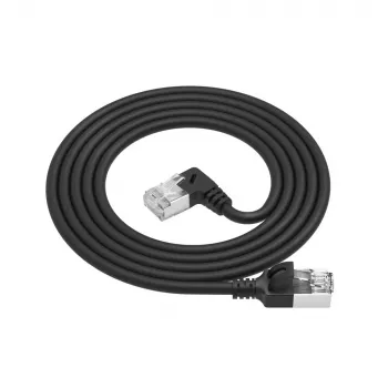 ACT must 0,15 m U/FTP CAT6A LSZH õhuke patch-kaabel, RJ45 pistikutega, 90° nurga all paremale / sirge