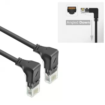 ACT must 3 meetrit U/UTP CAT6A LSZH õhuke ühenduskaabel RJ45 pistikutega 90° allapoole - 90° allapoole