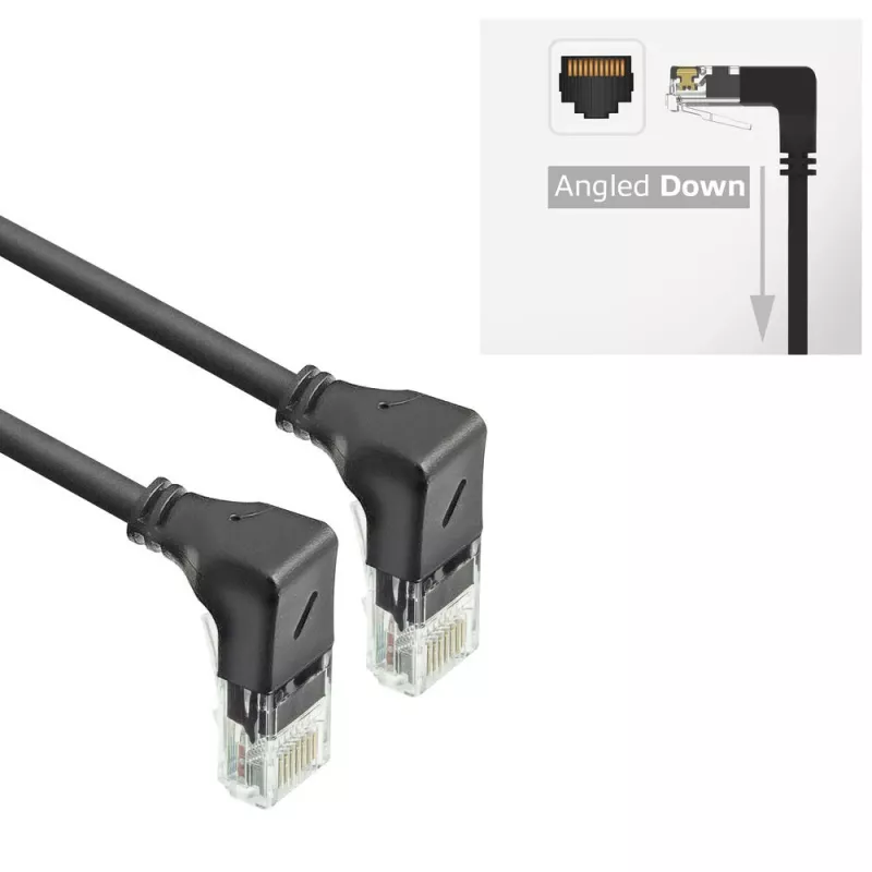 ACT must 3 meetrit U/UTP CAT6A LSZH õhuke ühenduskaabel RJ45 pistikutega 90° allapoole - 90° allapoole