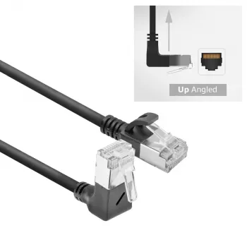 ACT must, 0,15 m, U/FTP CAT6A LSZH, õhuke paigalduskaabel, RJ45 pistikutega, 90° nurga all alla suunatud, 90° nurga all alla suunatud