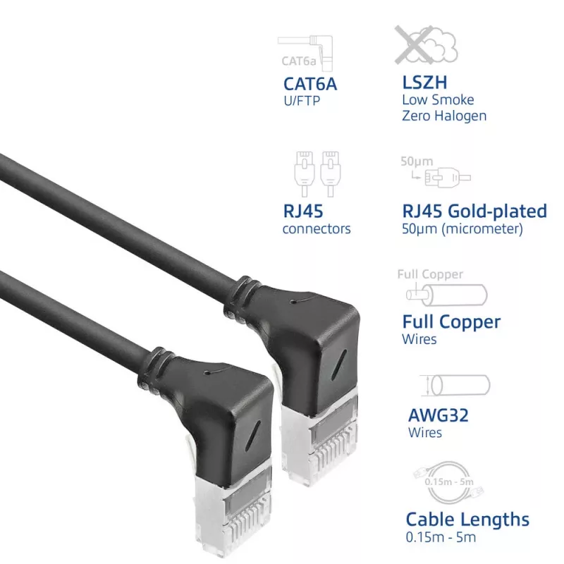 ACT DA5902 võrgukaabel Cat6a U/FTP (STP) 2 m, RJ-45 kuni RJ-45, must
