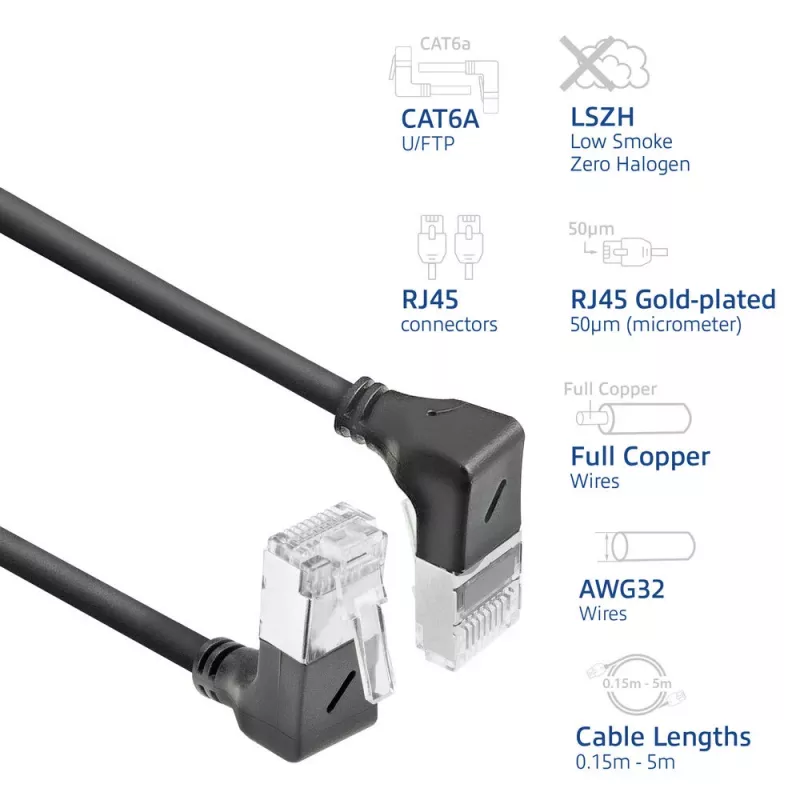 ACT Cat6a U/FTP (STP) võrgukaabel DA7905, 5 m, RJ-45 - RJ-45, must