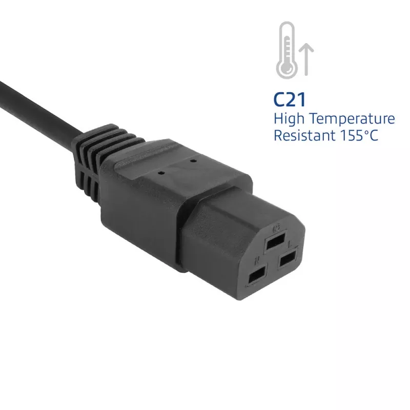 Toitejuhe ACT C20–C21 IEC60320 must 1,5 m, 16 A, 250 V