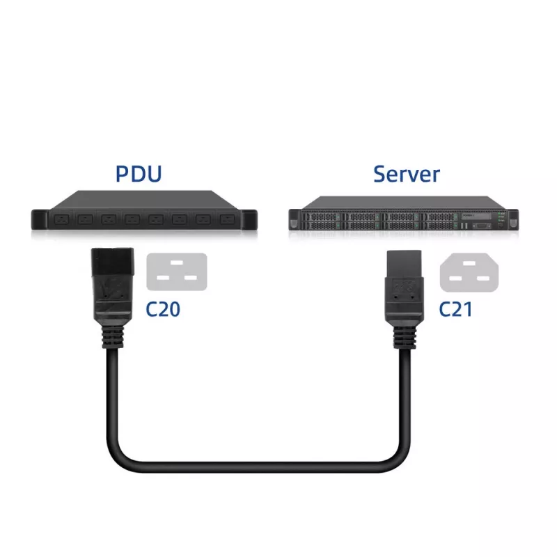 Toitejuhe ACT C20–C21 IEC60320 must 1,5 m, 16 A, 250 V
