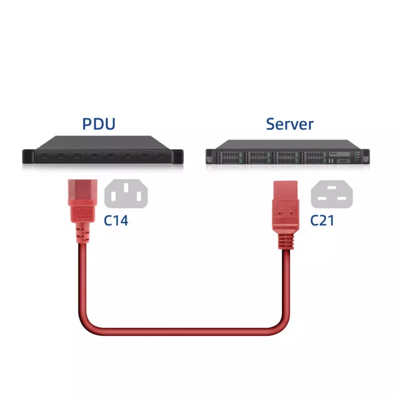 Toitejuhe ACT C14-C21 IEC60320 punane 3 m, 250 V 10 A