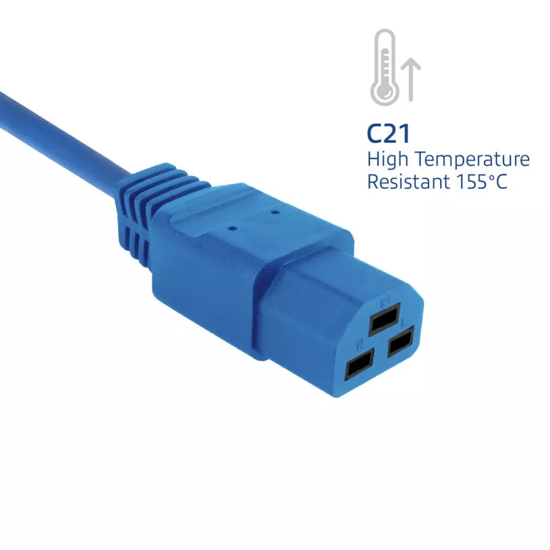 Powercord ACT C14 kuni C21 IEC60320 sinine 1 m, 250 V 10 A